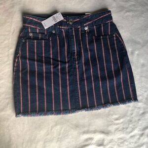 New American eagle mini denim skirt, stripes pattern, size 0